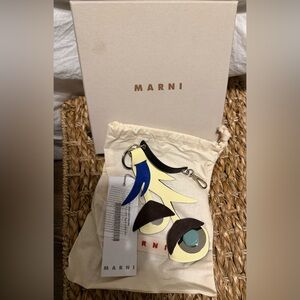 Marni Abstract Flower Keychain with Blue and Yellow Accents NWT